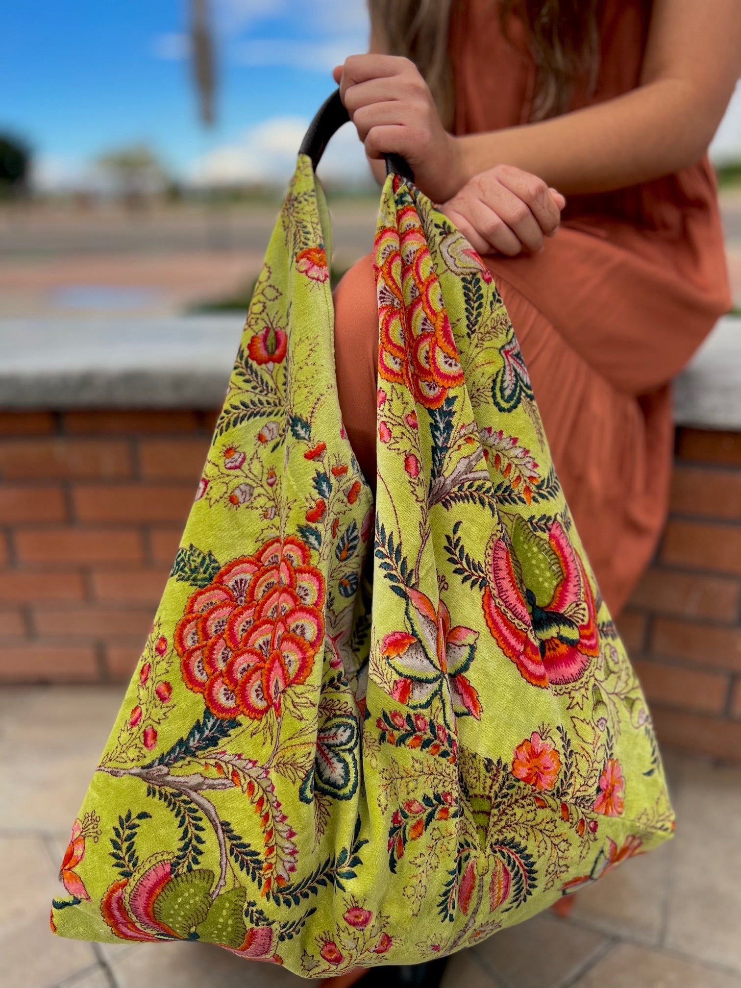 Green Floral Boho Bag