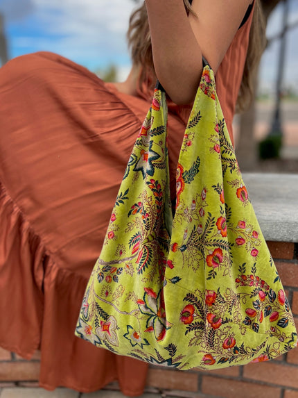 Green Floral Boho Bag