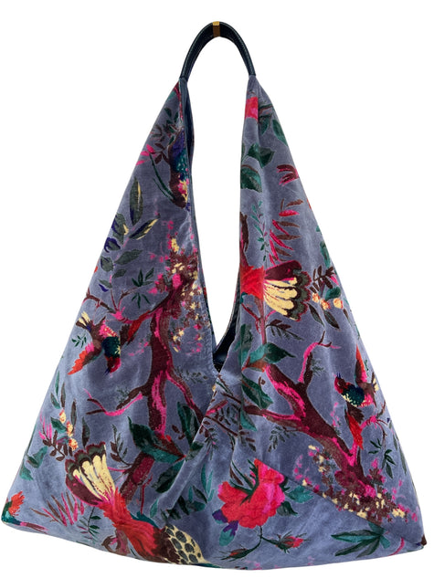 NEW: Smoky Plum Floral Bird Slouchy Oversized Tote Boho Bag