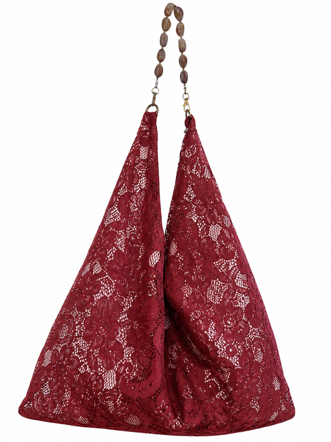 Lace Burgundy Slouchy Oversized Tote Boho Bag