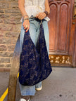 Navy Lace Slouchy Oversized Tote Boho Bag