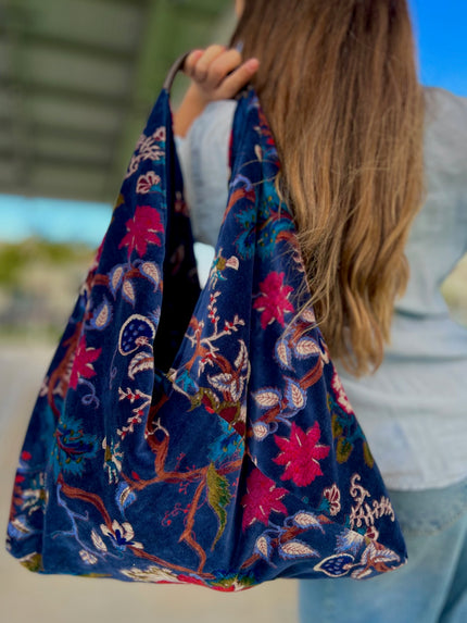 Navy Floral Boho Bag
