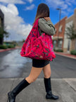 Pink Floral Bird Boho Bag