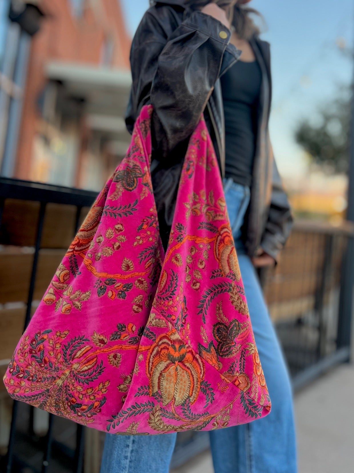 Pink Floral Boho Bag