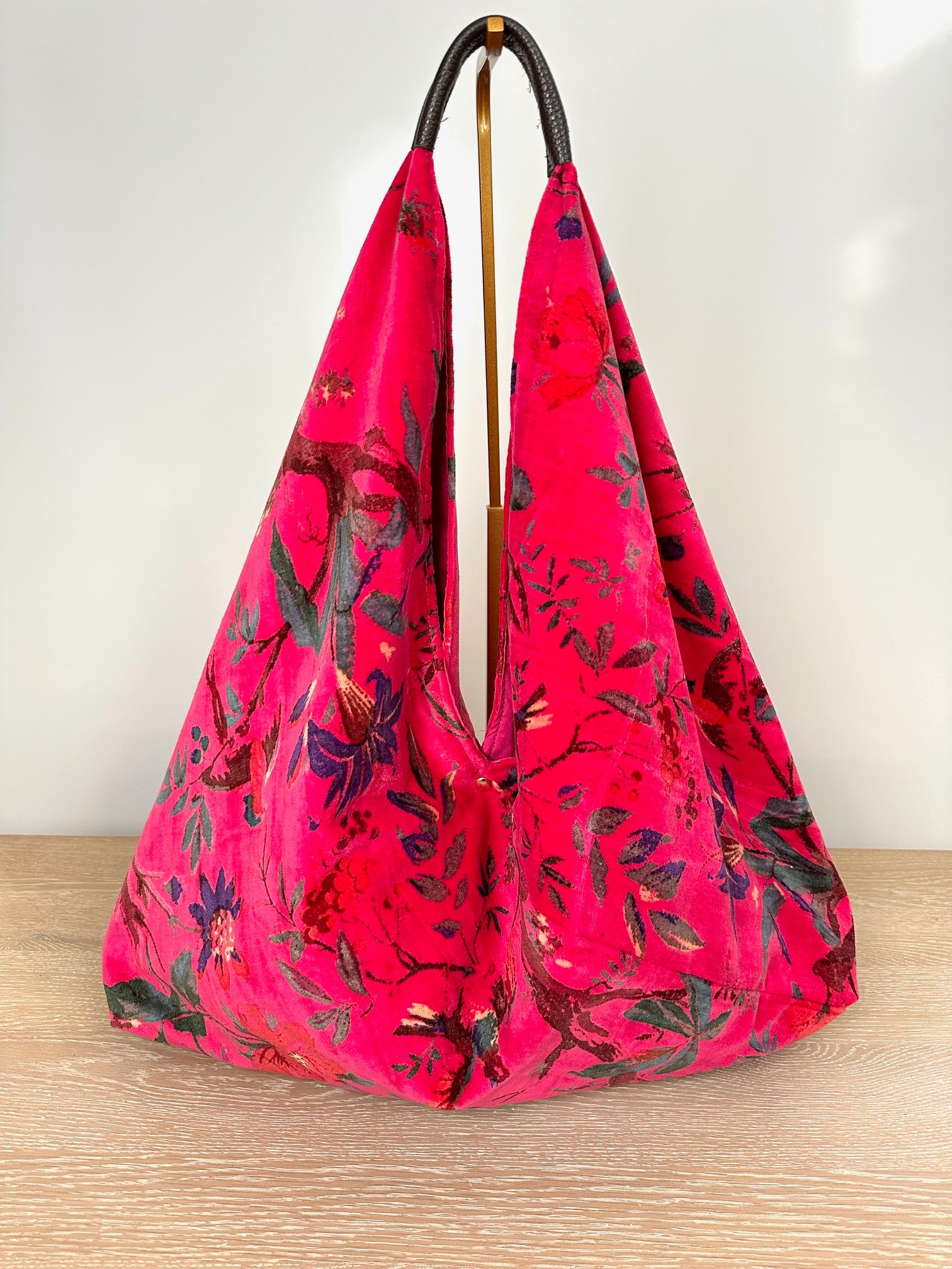 Pink Floral Bird Boho Bag