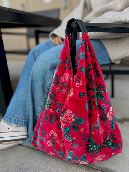 Red & Turquoise Floral Boho Bag