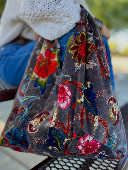 Silver Floral Boho Bag