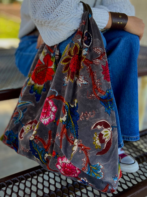 Silver Floral Boho Bag