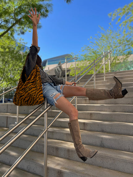 Tiger Velvet Boho Bag