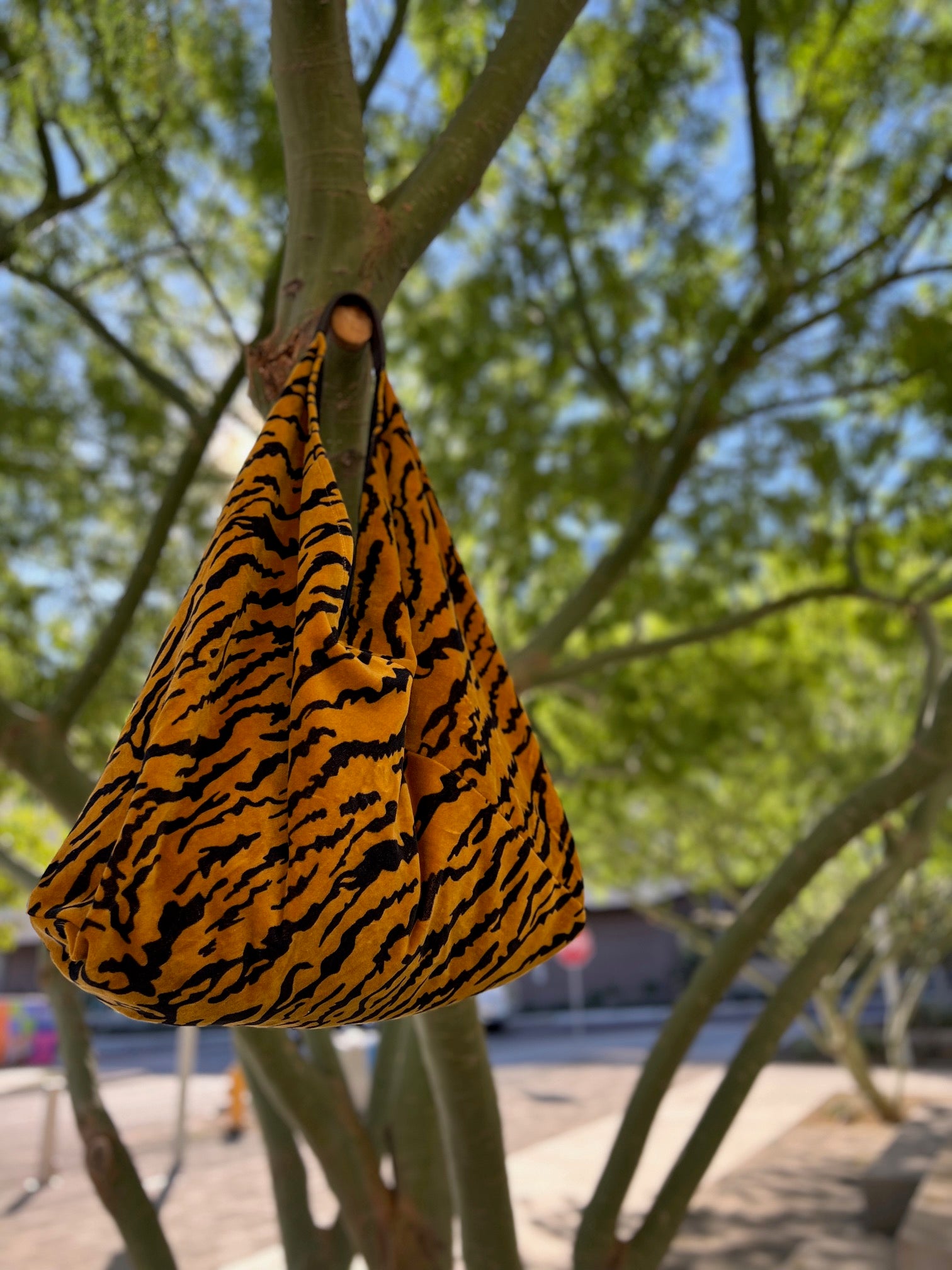 Tiger Velvet Boho Bag